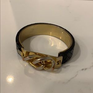 Faux leather gold chain cuff